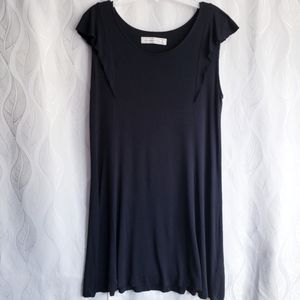 A&F Black Ruffle Capped Sleeve Swing Mini Dress